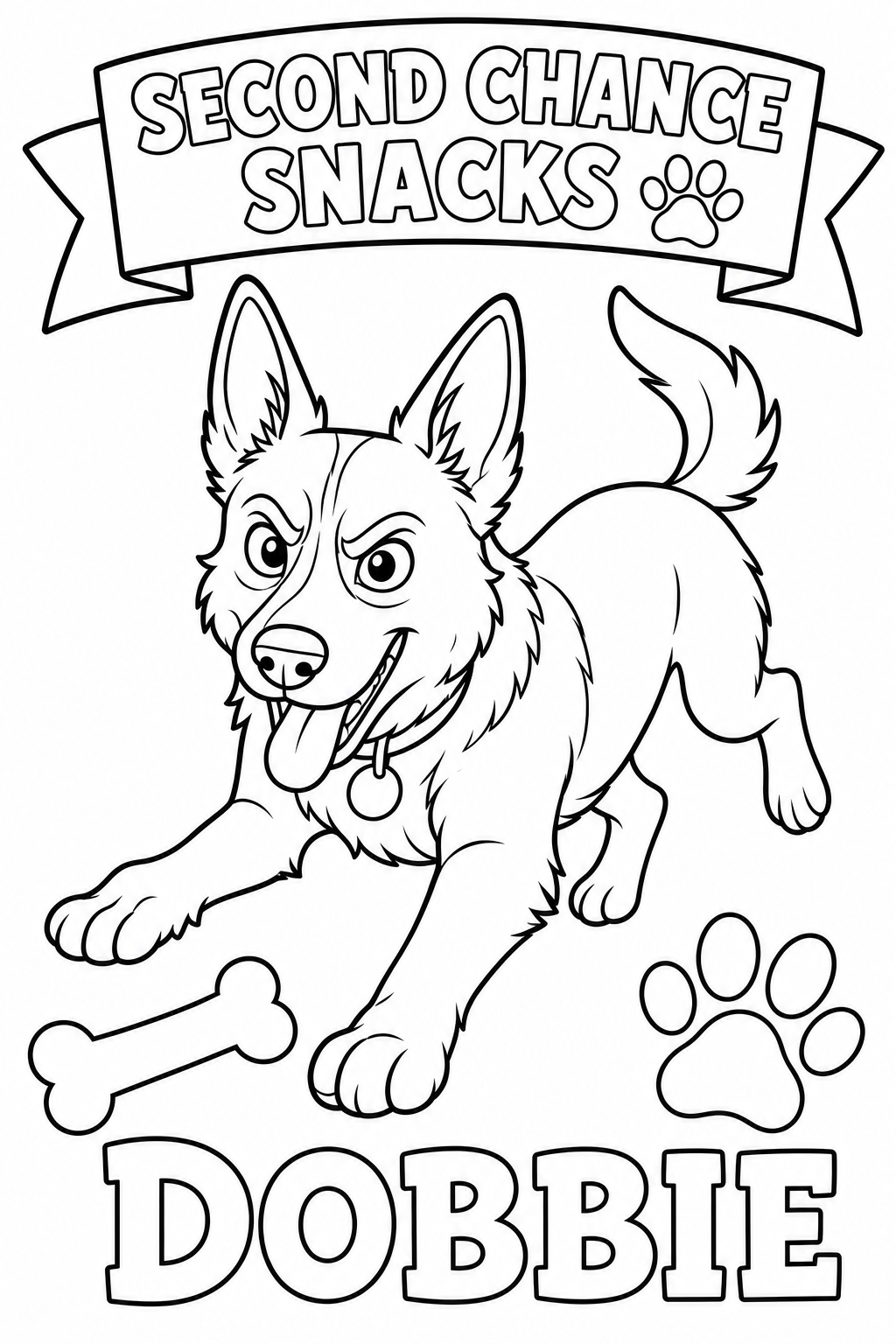 Printable Dobbie coloring page from Second Chance Snacks