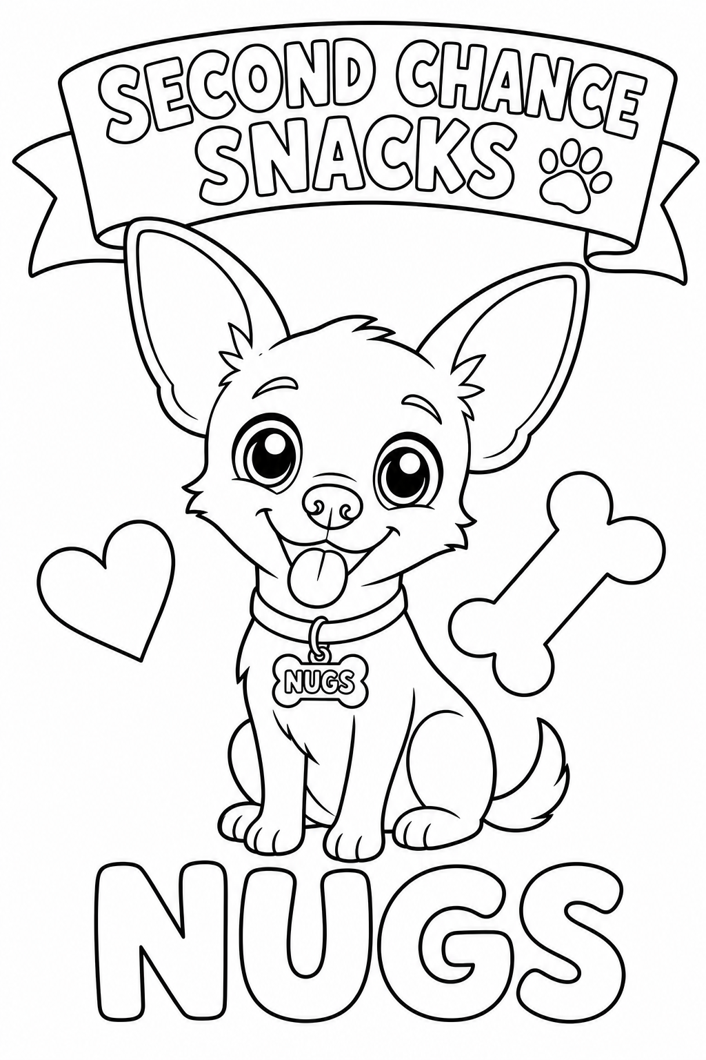 Printable Nugs coloring page from Second Chance Snacks