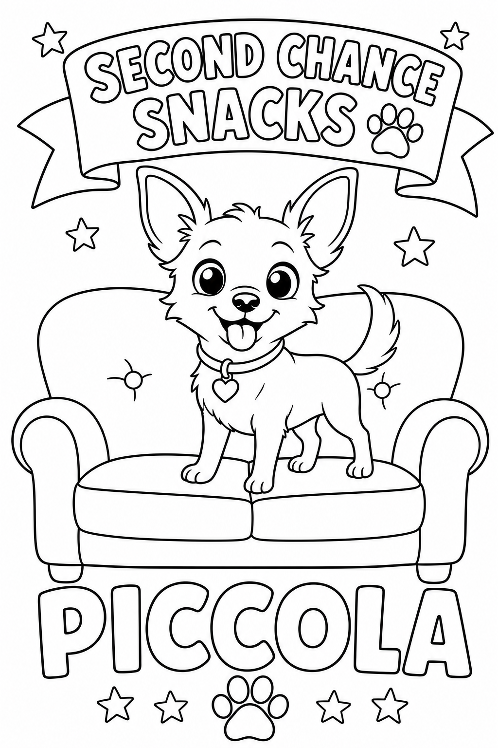 Printable Piccola coloring page from Second Chance Snacks